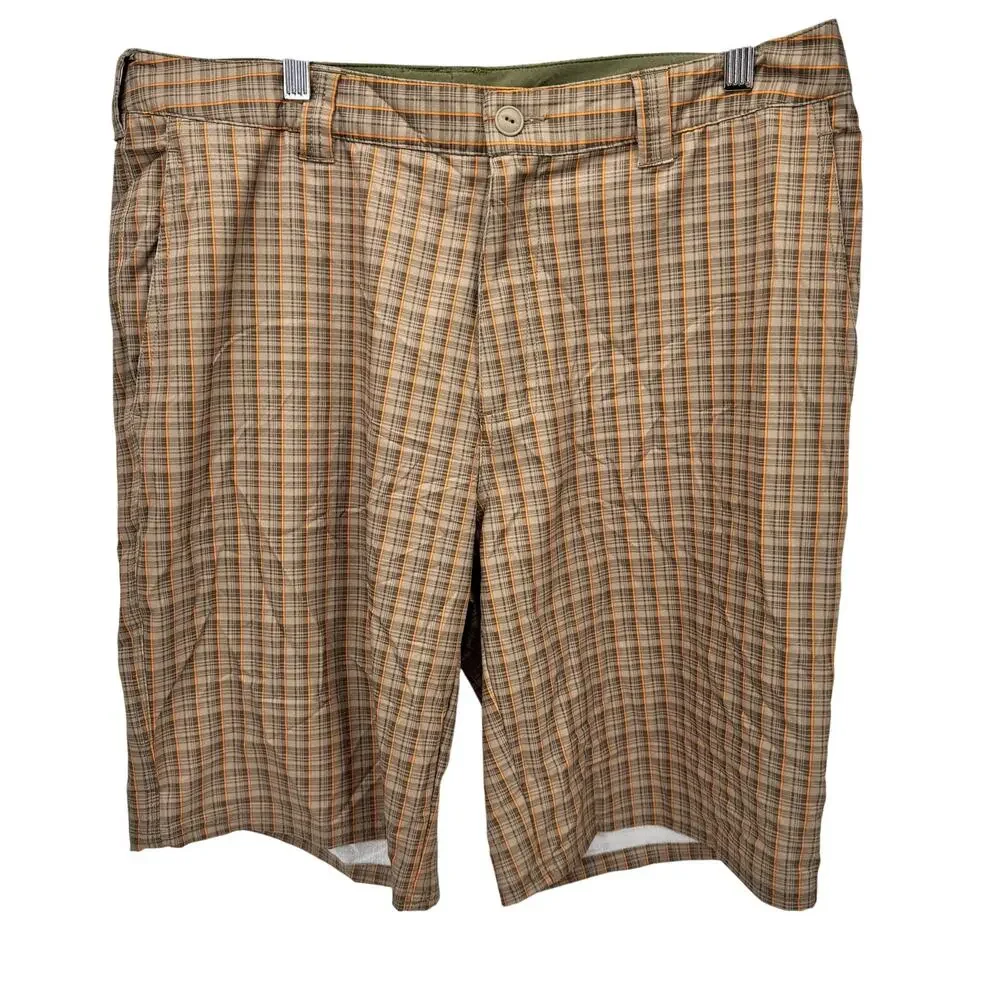 The North Face Shorts Mens 34 (35x9.5 ACTUAL) Brown Orange Plaid Gorpcore‎